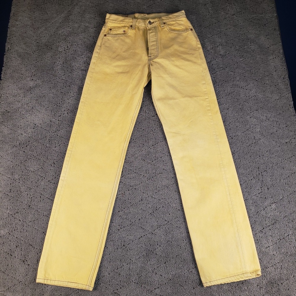 VTG 90s Levis 501‎ Jeans Mens 29x34 Yellow Denim Button Fly 501 0648 Made In USA